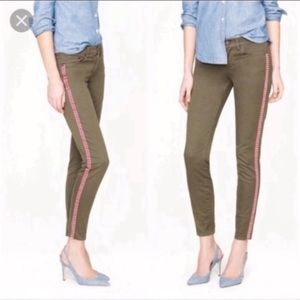 J.‎ Crew Size 25 Green Toothpick Jean Side Stripe Skinny Jean In Tux Stripe